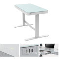 Tempered Glass Dual Motor White Height Adjustable Electric Sit Stand Desk Computer Workstation with Wireless Charging